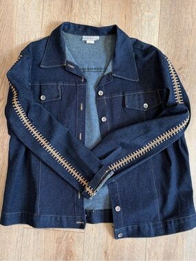 Vintage Love U.S.A. Dark Wash Denim Jacket Contrast Stitch Detail